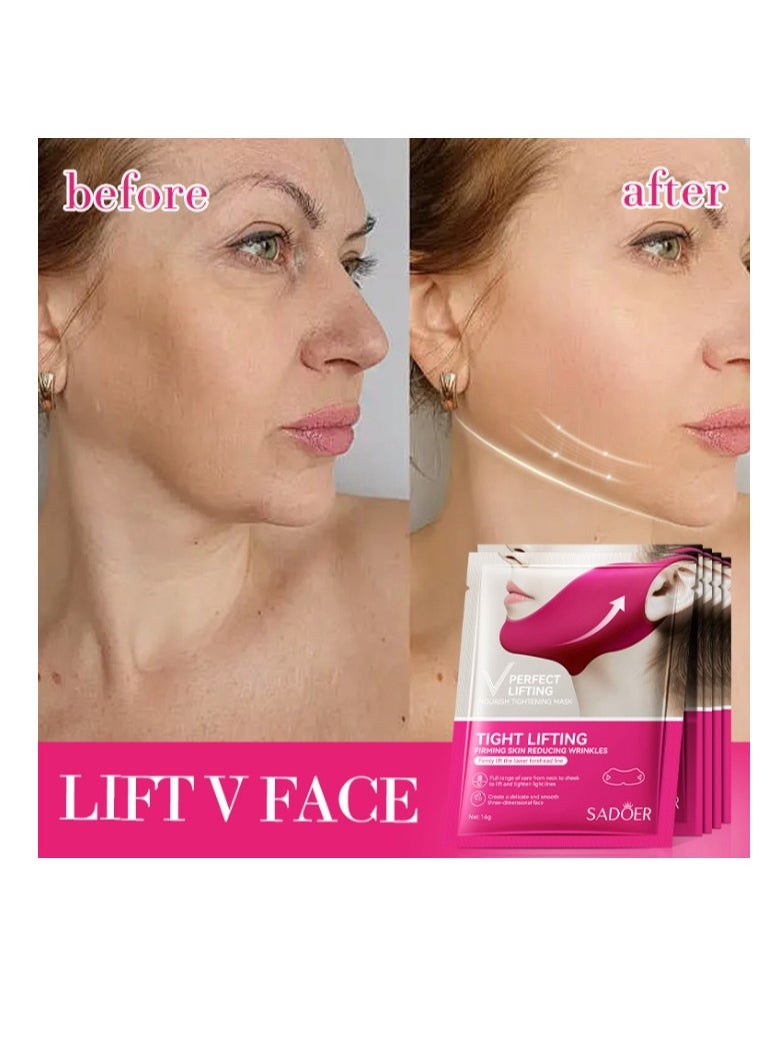 SADOER - 2Packs V Line Lifting Mask, Double Chin Mask, Hydrogel Collagen Mask With Aloe Vera & Seaweed, Chin Lift, Firming Skin, Anti-Wrinkle Face Masks - Image 1