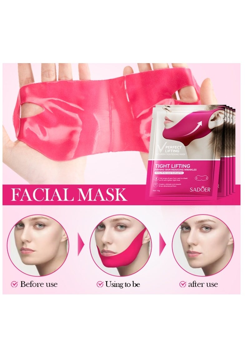 SADOER - 2Packs V Line Lifting Mask, Double Chin Mask, Hydrogel Collagen Mask With Aloe Vera & Seaweed, Chin Lift, Firming Skin, Anti-Wrinkle Face Masks - Image 1