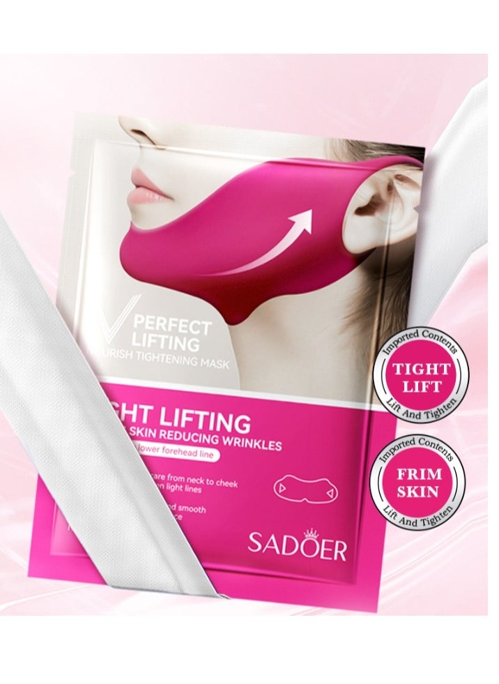 SADOER - 2Packs V Line Lifting Mask, Double Chin Mask, Hydrogel Collagen Mask With Aloe Vera & Seaweed, Chin Lift, Firming Skin, Anti-Wrinkle Face Masks - Image 1