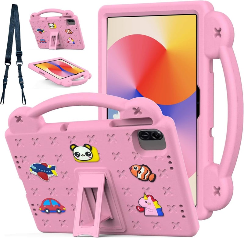 Vurtboly Kids Case Compatible with Huawei MatePad SE 11inch 2024, Cute Full-Body Protective Cover with Handle Stand, EVA Shockproof with Shoulder Strap Kickstand for Huawei MatePad SE 11" (Pink) - Image 1