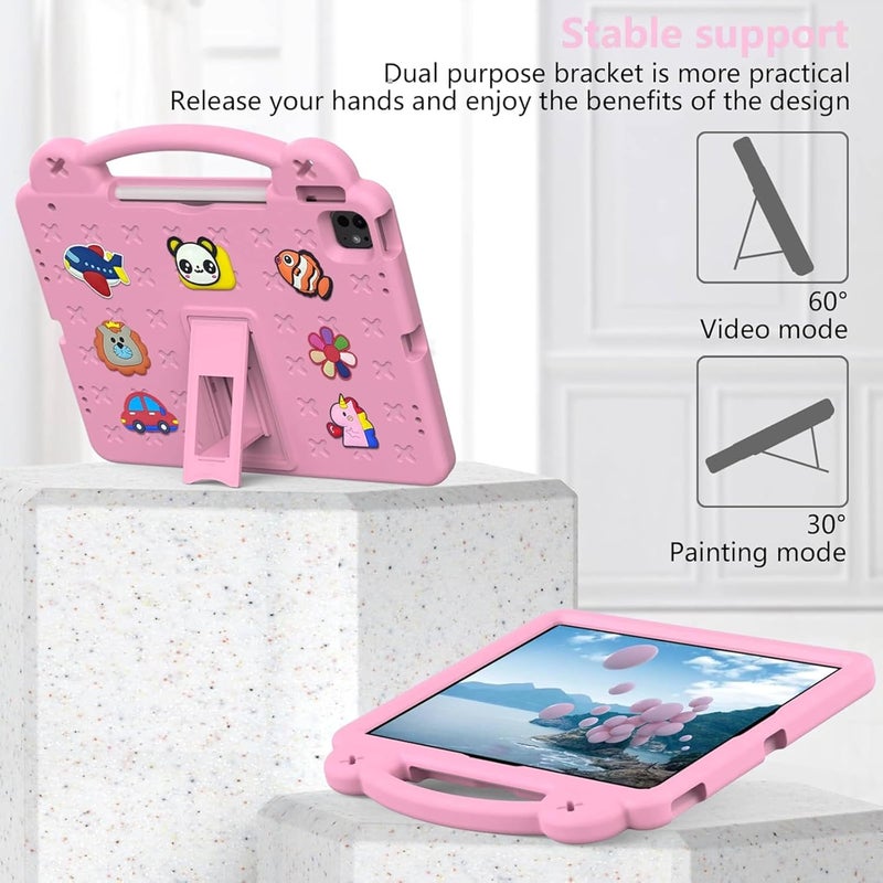 Vurtboly Kids Case Compatible with Huawei MatePad SE 11inch 2024, Cute Full-Body Protective Cover with Handle Stand, EVA Shockproof with Shoulder Strap Kickstand for Huawei MatePad SE 11" (Pink) - Image 3