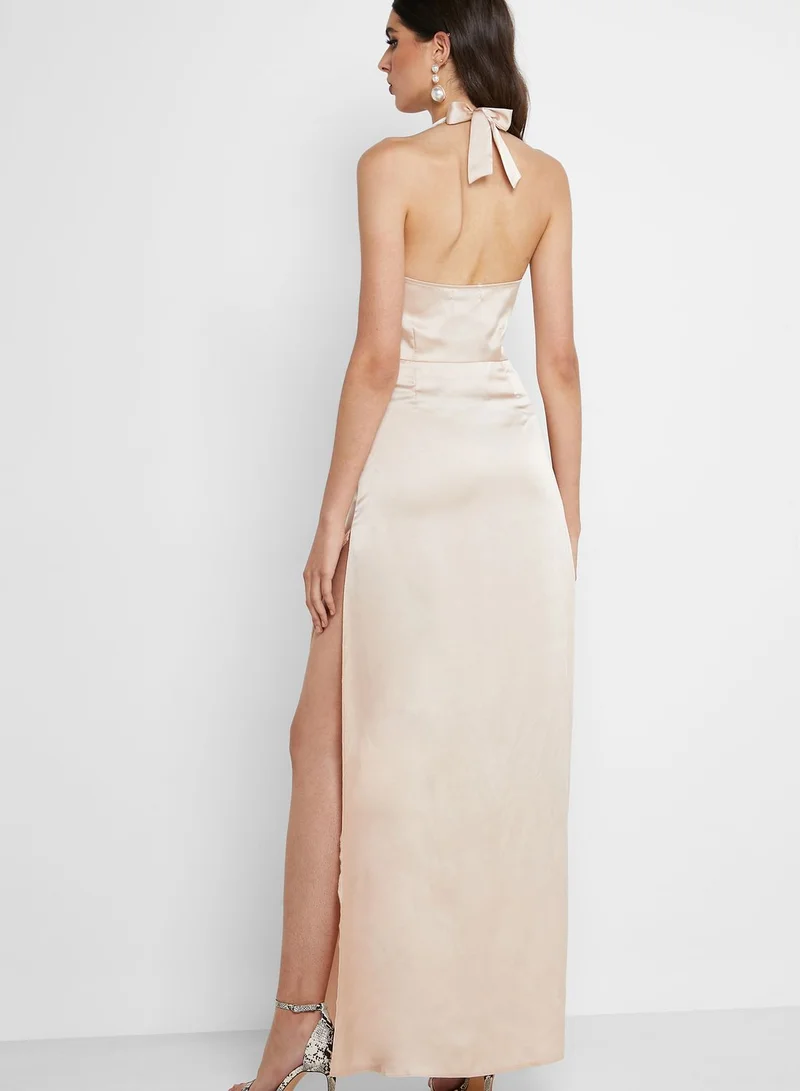Missguided Tall Side Split Cowl Neck Dress