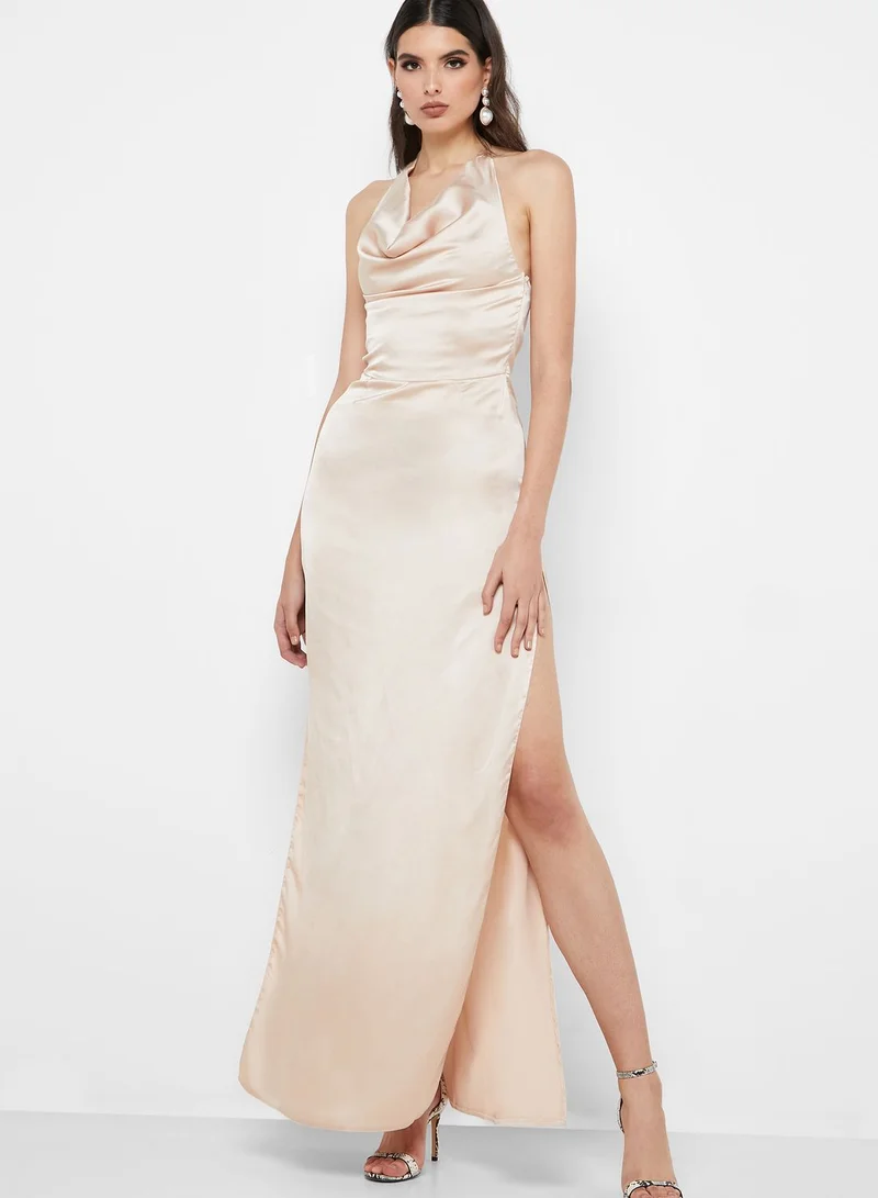 Missguided Tall Side Split Cowl Neck Dress
