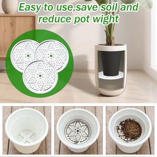 Emsiok 3PCS Round Planter Inserts for Large Tall Pots, 13" Stainless Steel Flower Pot Lift Insert Portable Planter Accessories Circular Plant Risers for Inside Pots with Drainage Hole, Use Less Potting Soil - Image 3