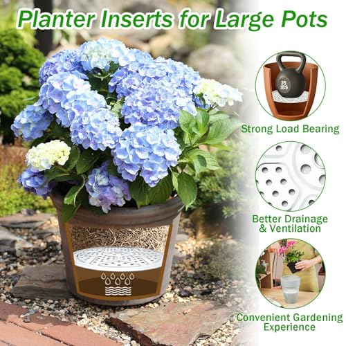 Emsiok 3PCS Round Planter Inserts for Large Tall Pots, 13" Stainless Steel Flower Pot Lift Insert Portable Planter Accessories Circular Plant Risers for Inside Pots with Drainage Hole, Use Less Potting Soil - Image 5
