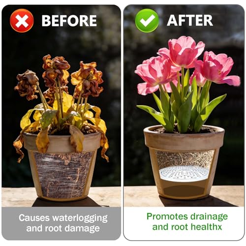 Emsiok 3PCS Round Planter Inserts for Large Tall Pots, 13" Stainless Steel Flower Pot Lift Insert Portable Planter Accessories Circular Plant Risers for Inside Pots with Drainage Hole, Use Less Potting Soil - Image 4