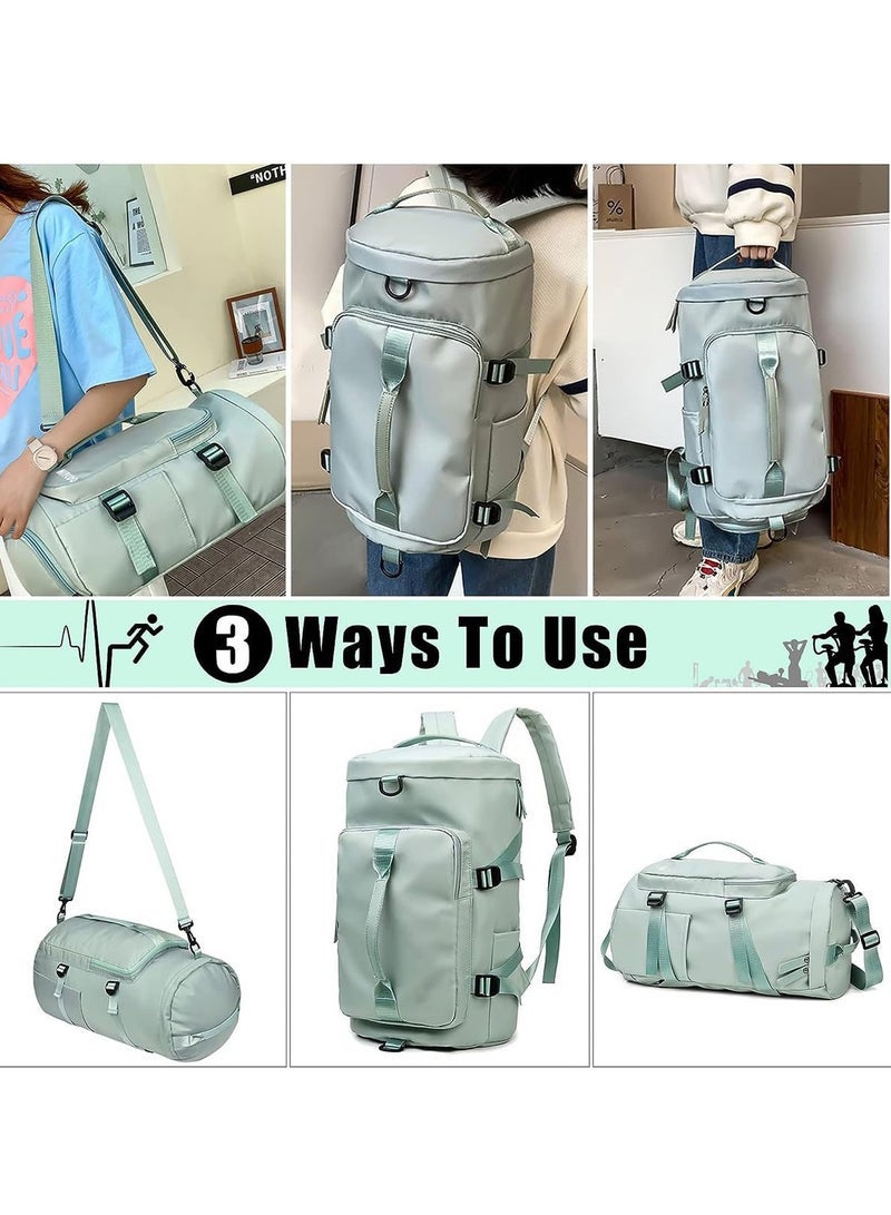 Captaintech Gym Bag Sports Tote Duffel Bag Changeable to Travel Backpack for men and women with Shoes Compartment Wet Pocket, Green, Sports - Image 4