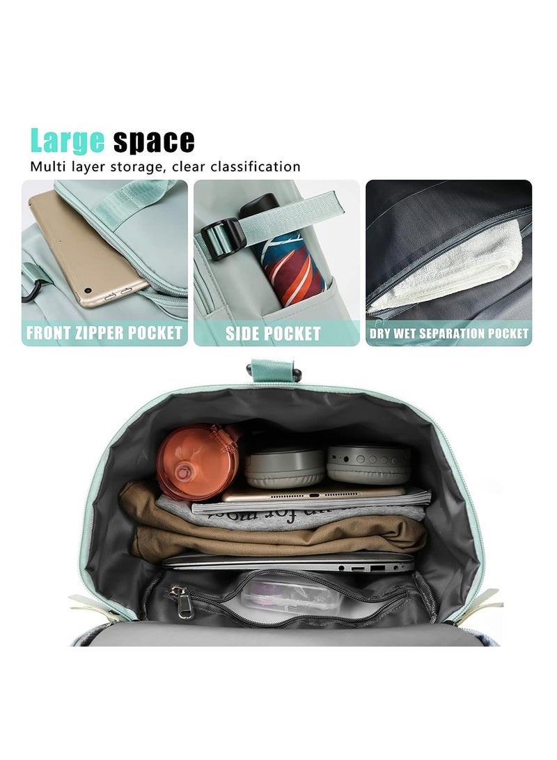 Captaintech Gym Bag Sports Tote Duffel Bag Changeable to Travel Backpack for men and women with Shoes Compartment Wet Pocket, Green, Sports - Image 5