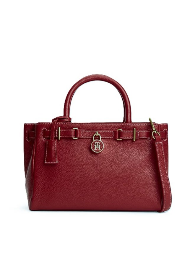 Hilfiger Denim The iconic Tommy Hilfiger handbag made from American leather - burgundy - Image 1