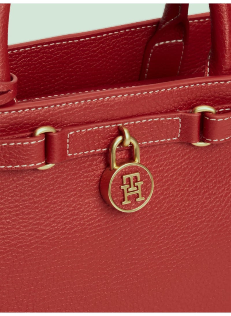 Hilfiger Denim The iconic Tommy Hilfiger handbag made from American leather - burgundy - Image 3