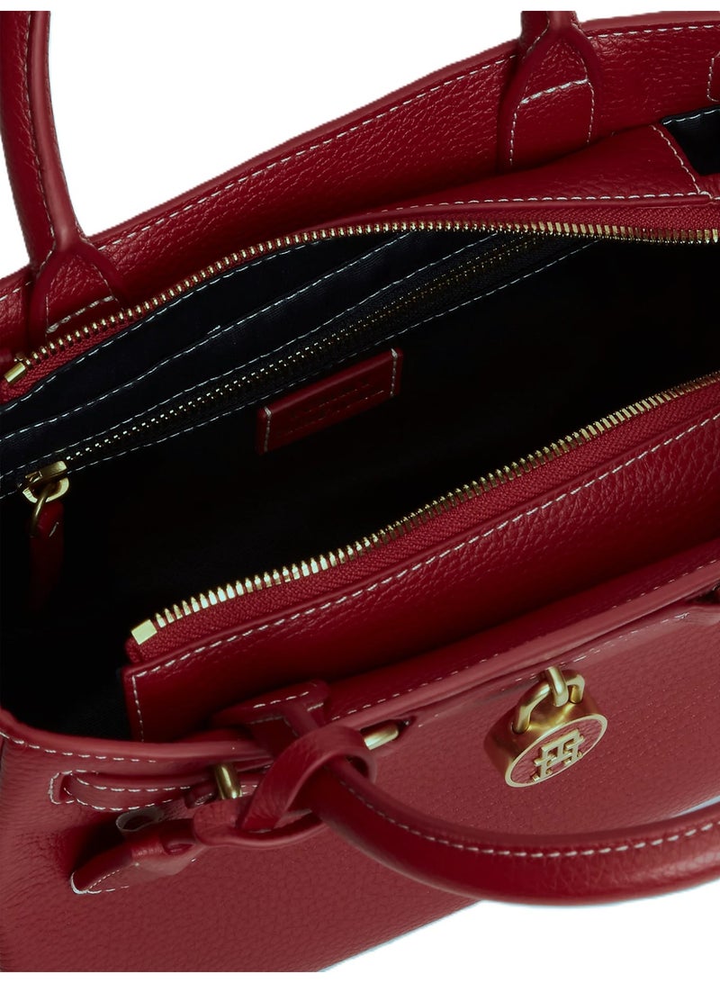 Hilfiger Denim The iconic Tommy Hilfiger handbag made from American leather - burgundy - Image 4