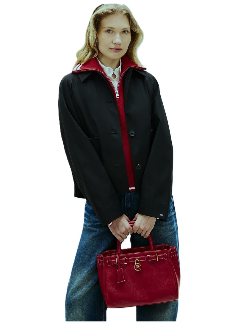 Hilfiger Denim The iconic Tommy Hilfiger handbag made from American leather - burgundy - Image 5