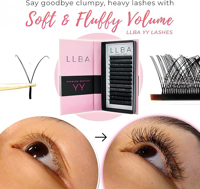 LLBA تمديدات رموش LLBA YY 2D فانس حجم رموش C CC D تجعيد سمك 005007 مم 815 مم صينية مختلطة مظهر كامل وكثيف يدوم طويلاً وسهل التطبيق YY 007 D 9 مم 15 مم