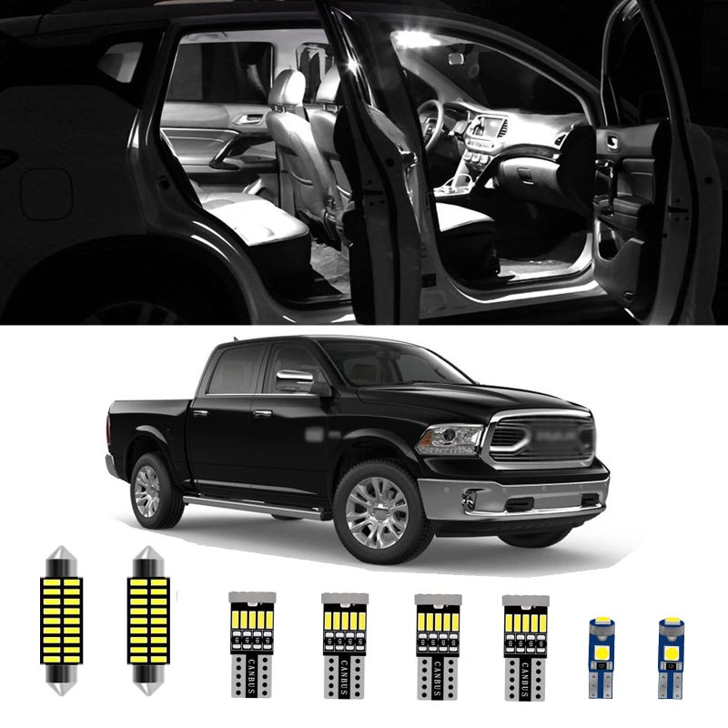 مجموعة أضواء LED داخلية من AWALITED 12 قطعة لرام 1500، لمبات خريطة وسقف فائقة السطوع لسيارات دودج رام 1500 2500 3500 من 2009 إلى 2018