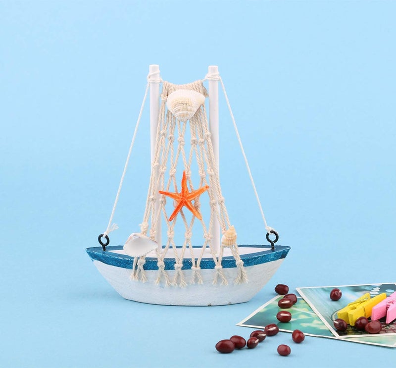 Dedoot Wooden Miniature Sailing Boat, Miniature Mini Sailboat Model Home Decor Set, Pack of 6 Sailboat Decor Sailboat Model Decoration 4.9X 4.3 x 1.2 Inches - Image 5