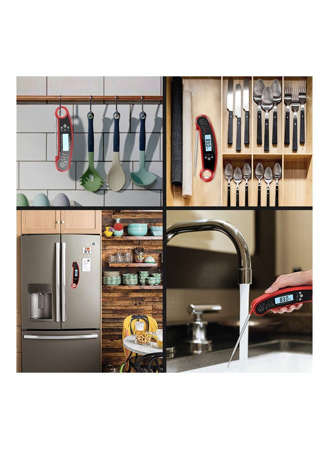 نيبمينينت مقياس حرارة فوري للحوم مع فتاحة زجاجات للطهي والشوي والتدخين أحمر/أسود - Image 5