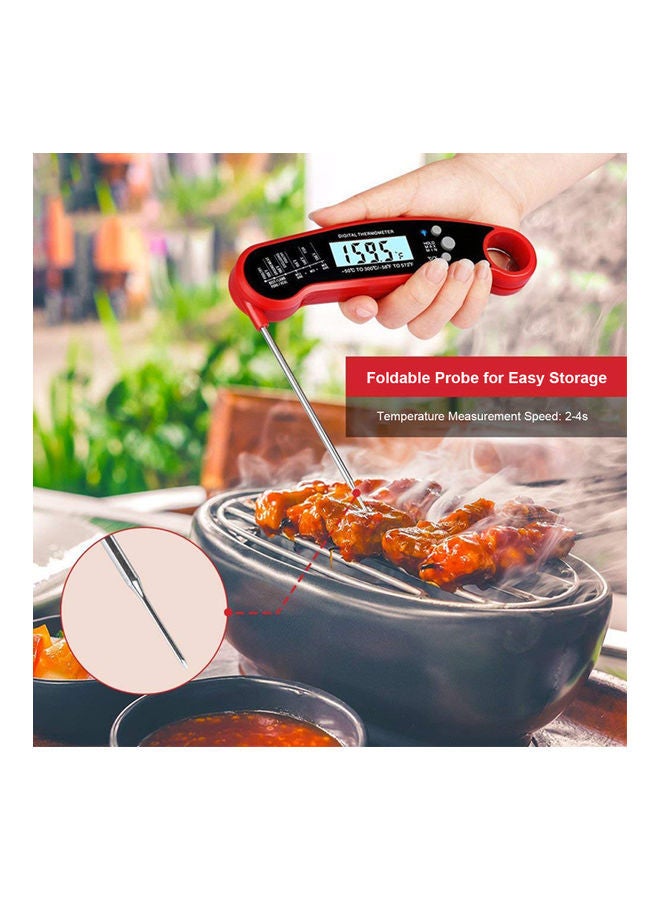 نيبمينينت مقياس حرارة فوري للحوم مع فتاحة زجاجات للطهي والشوي والتدخين أحمر/أسود - Image 3