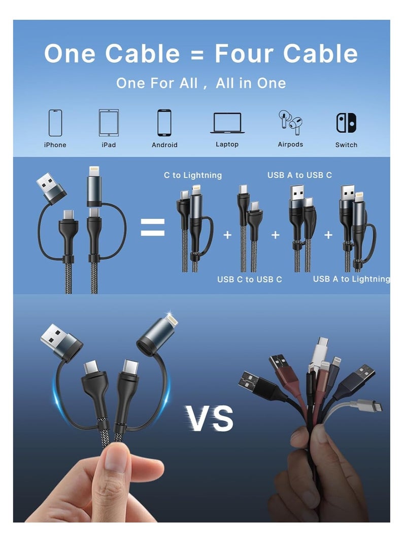 Terabyte 65W 4-in-1 Fast Charging Cable USB-C /Lighting to USB-A/USB-C 1.2M - Image 2