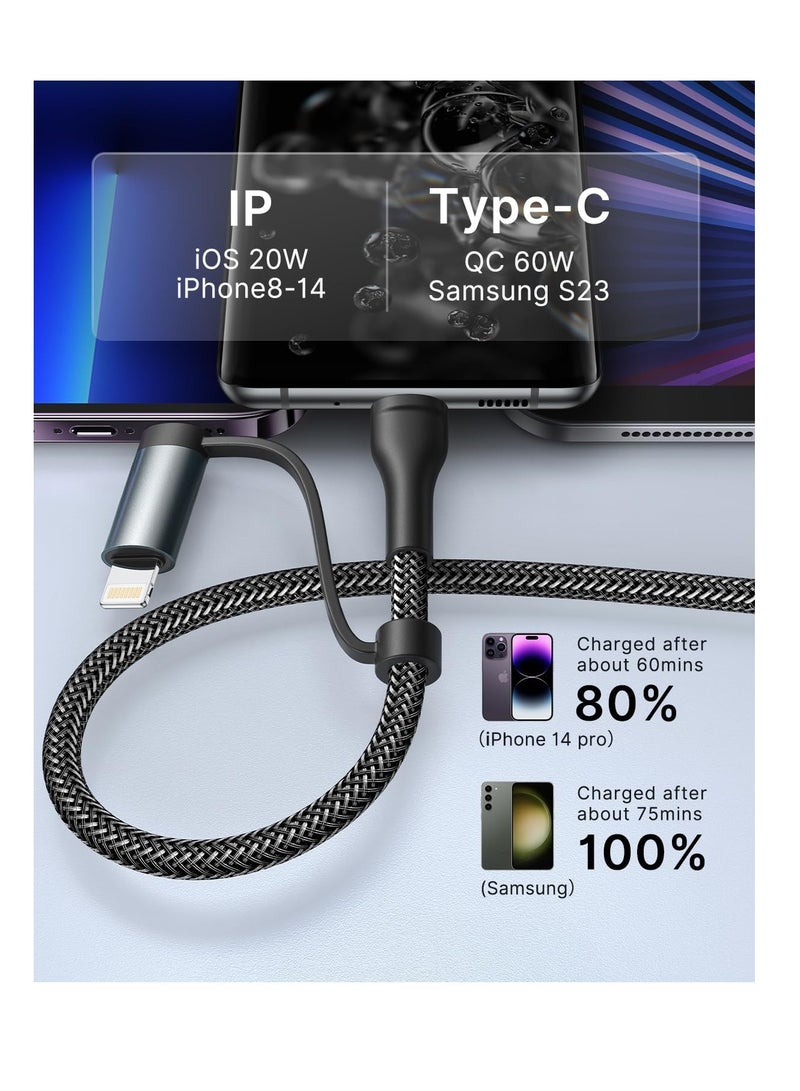 Terabyte 65W 4-in-1 Fast Charging Cable USB-C /Lighting to USB-A/USB-C 1.2M - Image 3
