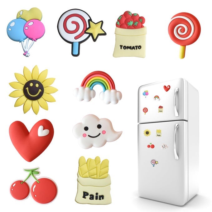 10 PIECES LOVE FOOD FRIDGE MAGNETS REFRIGERATOR MAGNETS RAINBOWS AND LOVE WHITEBOARD MAGNETIC STICKERS FOR HOME DECORATION LOVE FOOD FRIDGE MAGNETS