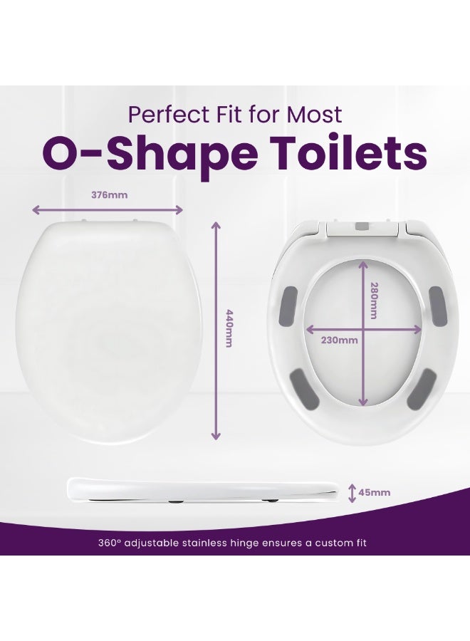 Nexso Universal O-Shape Smart Toilet Seat with Soft Close, Quick Release Button & Adjustable Stainless Hinges – Premium PP Build, Anti-Bacterial, Non-Slip Bumpers, Easy Clean, Durable & Easy Install _ - Image 3