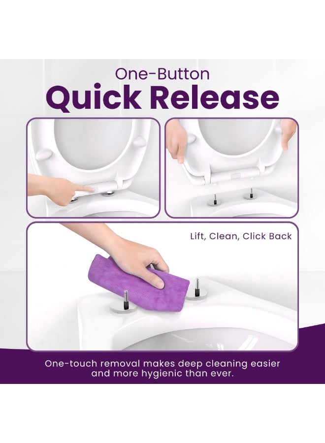 Nexso Universal O-Shape Smart Toilet Seat with Soft Close, Quick Release Button & Adjustable Stainless Hinges – Premium PP Build, Anti-Bacterial, Non-Slip Bumpers, Easy Clean, Durable & Easy Install _ - Image 5