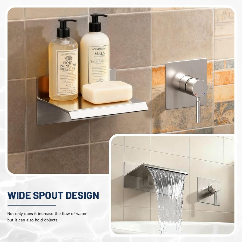 BWE Bathtub Faucet Brushed Nickel Waterfall Bathtub Faucet Wall Mounted Tub Spout Bathroom Tub Filler One Handle Shower Kit Rough-in Valve - Image 3