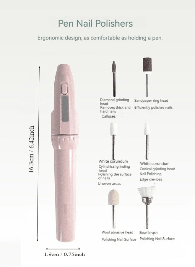 بلان A مجموعة الباديكير والمانيكير الاحترافية المحمولة، قلم باديكير كهربائي يعمل بالبطاريات، مزود بـ 6 رؤوس للعناية بالأظافر، وقصافتين، ومبرد للأظافر والبشرة، وأداة تقشير الجلد الميت للقدمين - Image 3