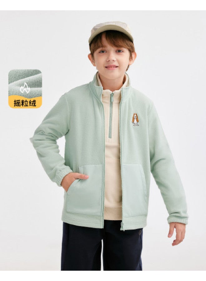 Hush Puppies Neutral Style Men's, Women's, And Children's New Autumn And Winter Knitted Jacket, Polar Fleece High-neck Children's Jacket, Student Fleece-lined Jacket - Image 1