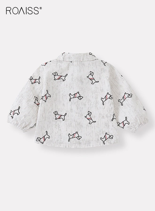 roaiss Baby Boys Shirt and Pants Set with Necktie, Toddlers Spring and Autumn Outfit with Adorable Patterns, Long Sleeve Button Down Top and Elastic Waist Pants, 2 Piece Comortable Clothing Set for Toddlers, Suitable for Daily Wear and Outdoor Activities - Image 4