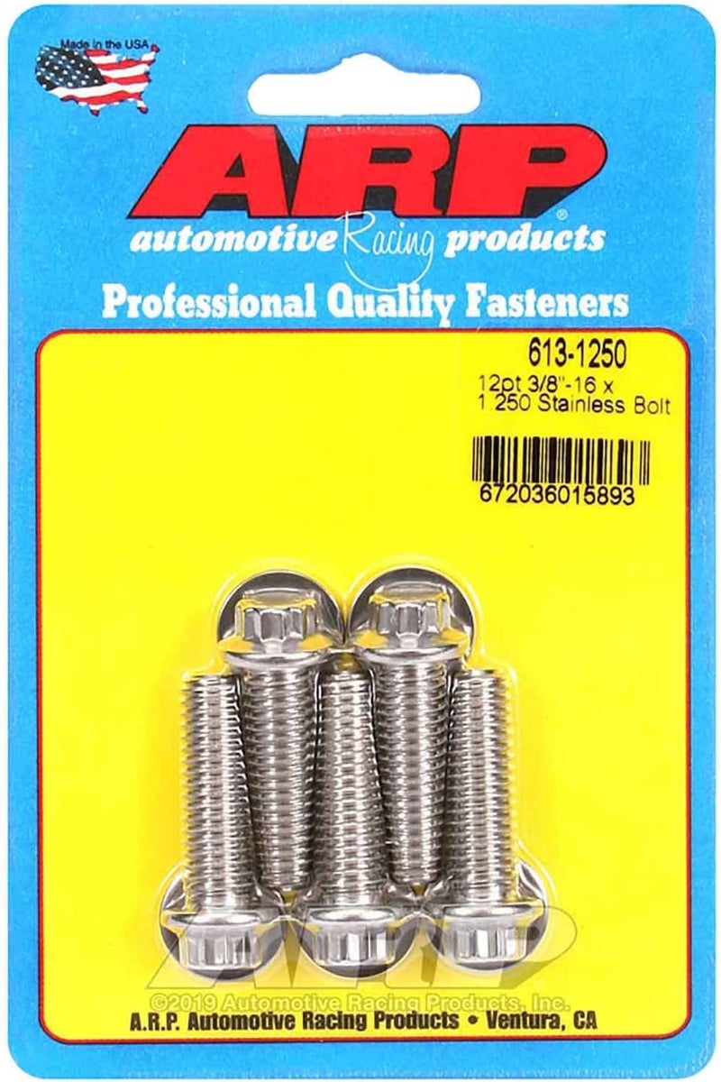 ARP 6131250 Stainless Steel 3/8-16 12-Point Bolts - Pack of 5 - Image 1