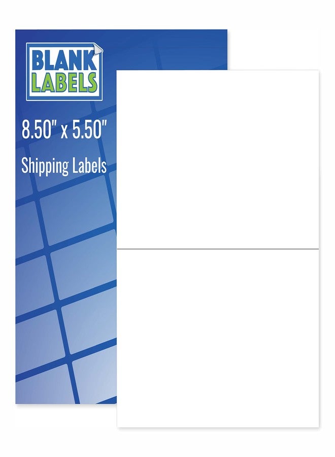 Blank Labels Half Sheet Shipping Labels, 5.5" x 8.5" (5-1/2 x 8-1/2) Permanent White Matte Label, Inkjet and Laser Guaranteed Made in USA- 250 Sheets - 500 Labels - Image 1