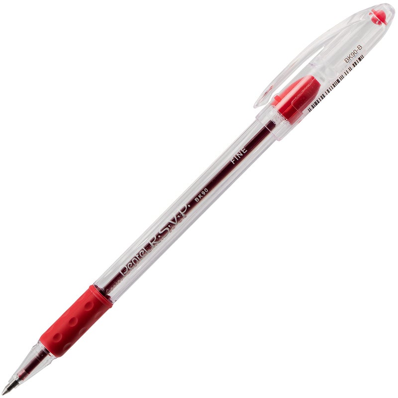 Pentel قلم حبر جاف بنتل RSVP، خط رفيع، (0.7 مم)، حبر أحمر، عبوة من 2 (BK90BP2B) - Image 2