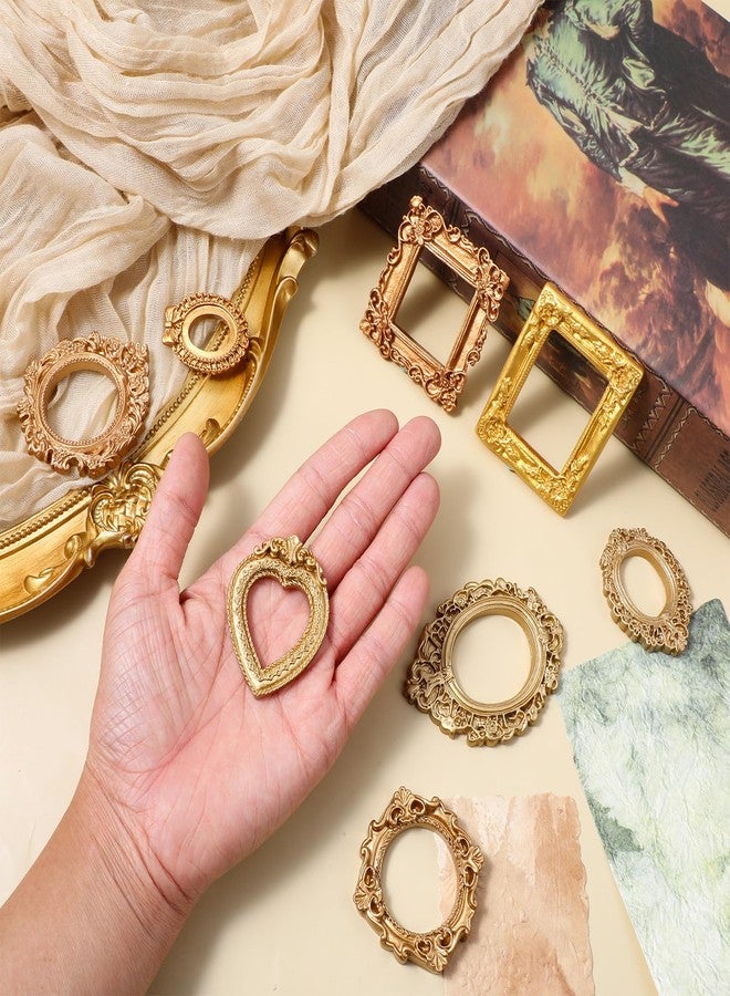 Ajcotahm 8 Pcs Mini Vintage Frames, Mini Gold Picture Frames Small Antique Photo Frame Ornaments for DIY Jewelry Display Christmas Wedding Holiday Party Home Hotel Decor - Image 4
