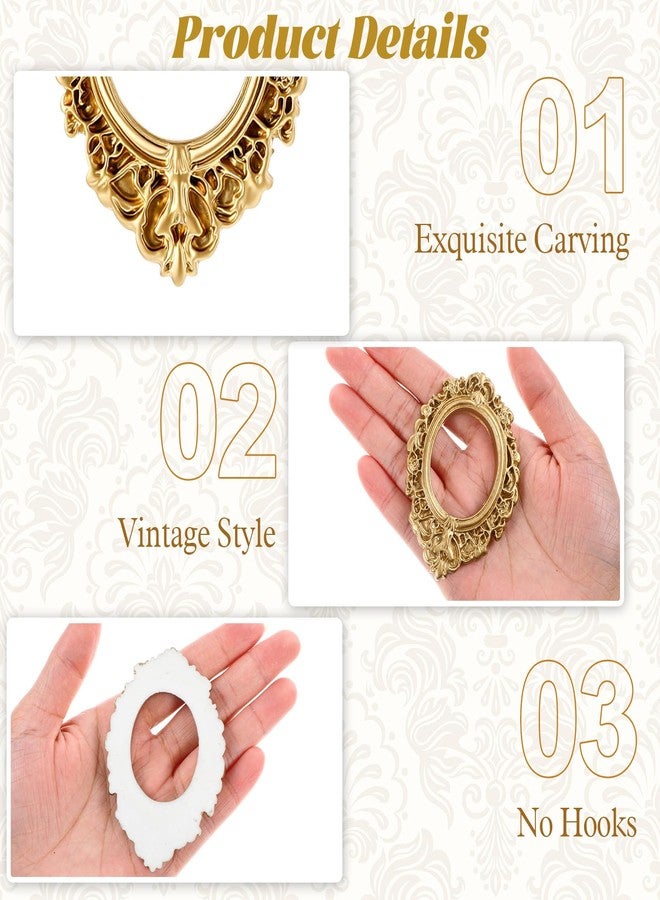 Ajcotahm 8 Pcs Mini Vintage Frames, Mini Gold Picture Frames Small Antique Photo Frame Ornaments for DIY Jewelry Display Christmas Wedding Holiday Party Home Hotel Decor - Image 3