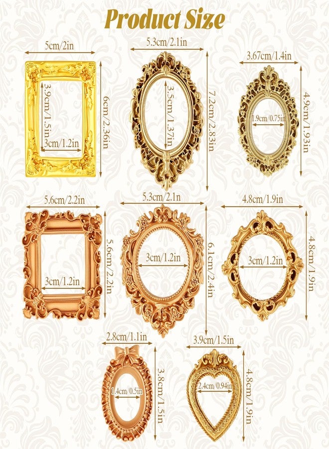 Ajcotahm 8 Pcs Mini Vintage Frames, Mini Gold Picture Frames Small Antique Photo Frame Ornaments for DIY Jewelry Display Christmas Wedding Holiday Party Home Hotel Decor - Image 2
