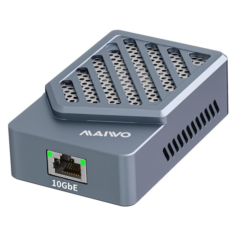 MAIWO MAWIO USB C to 10 Gigabit ethernet Adapter with Fan HighSpeed RJ45 10GbE Network Connections Compatible with Thunderbolt543 macOS Windows Support 105251Gbps 100Mbps BaseT Aluminum - Image 2