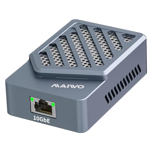 MAIWO MAWIO USB C to 10 Gigabit ethernet Adapter with Fan HighSpeed RJ45 10GbE Network Connections Compatible with Thunderbolt543 macOS Windows Support 105251Gbps 100Mbps BaseT Aluminum - Image 1