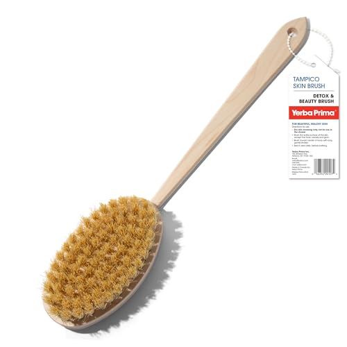 Yerba Prima Tampico Skin Brush Pack of 1 Natural Vegetable Fiber Bristles for Dry Skin Brushing