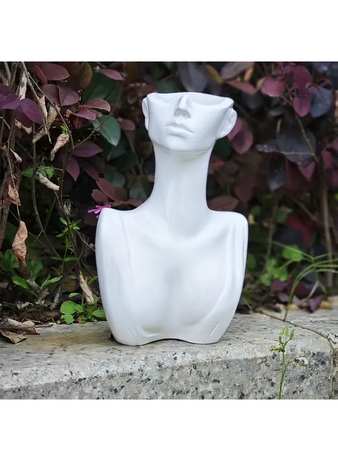 تمثال نصفي من الراتنج لعارضة بيضاء - مزهرية بتصميم هندسي بوهو شيك لتزيين المنزل وحفلات الزفاف - Image 1