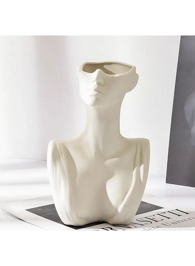 تمثال نصفي من الراتنج لعارضة بيضاء - مزهرية بتصميم هندسي بوهو شيك لتزيين المنزل وحفلات الزفاف - Image 3