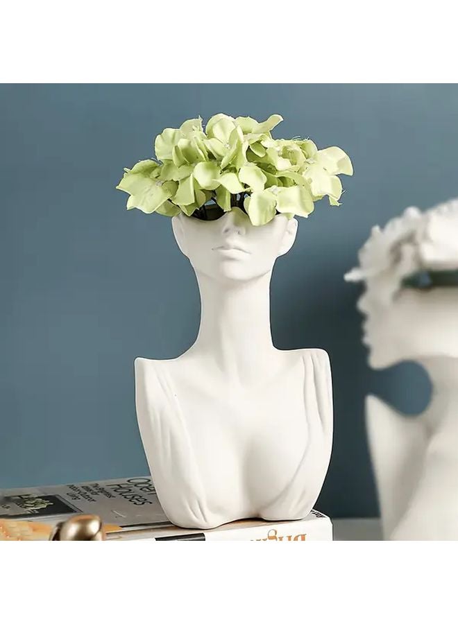 تمثال نصفي من الراتنج لعارضة بيضاء - مزهرية بتصميم هندسي بوهو شيك لتزيين المنزل وحفلات الزفاف - Image 5