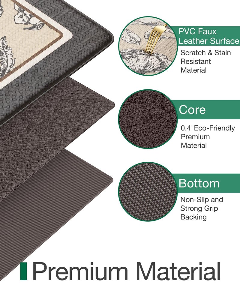 LUMI Anti Fatigue Kitchen Cushioned Mat for Floor, Padded Waterproof Runner for Standing, Stain Resistant Comfort Rugs for Home, Sink, Laundry, 24x59 - Image 3