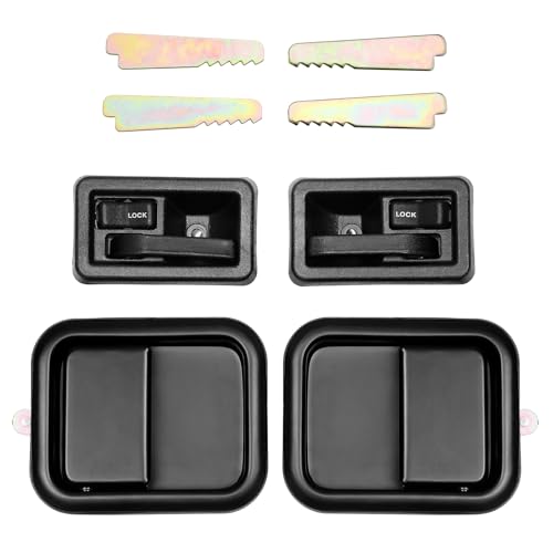 Gledewen مجموعة مقبض الباب، متوافقة مع جيب رانجلر YJ 1991-1996 و TJ 1997-2006، الجانب الخارجي والداخلي للسائق الأيسر والراكب الأيمن | استبدال# 79540 79541 55176383AE 55176382AE 55176477AC 55176476AC - Image 1