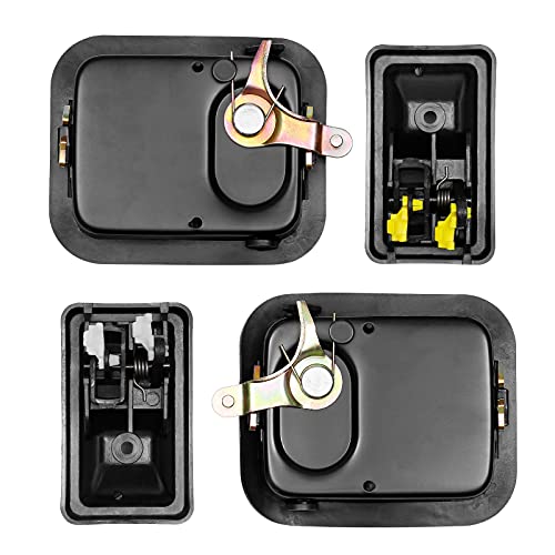 Gledewen مجموعة مقبض الباب، متوافقة مع جيب رانجلر YJ 1991-1996 و TJ 1997-2006، الجانب الخارجي والداخلي للسائق الأيسر والراكب الأيمن | استبدال# 79540 79541 55176383AE 55176382AE 55176477AC 55176476AC - Image 5