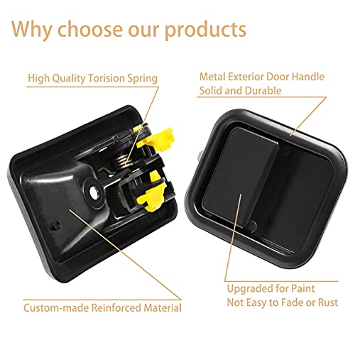 Gledewen مجموعة مقبض الباب، متوافقة مع جيب رانجلر YJ 1991-1996 و TJ 1997-2006، الجانب الخارجي والداخلي للسائق الأيسر والراكب الأيمن | استبدال# 79540 79541 55176383AE 55176382AE 55176477AC 55176476AC - Image 4