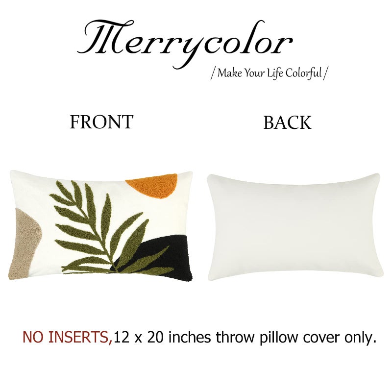 Merrycolor Boho Lumbar Throw Pillow Covers 12x20 Tufted Abstract Mid Century Modern Pillowcases Bohemian Aesthetic Decorative Pillows for Couch Bed Sofa Living Room (1PC,Green and Black) - Image 5