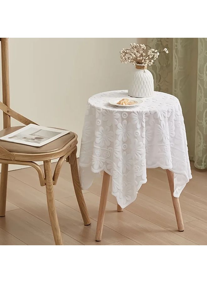 1pc White Thickened Lace Square Tablecloth 23.62 Inch Non Slip Sofa Cover - Image 4