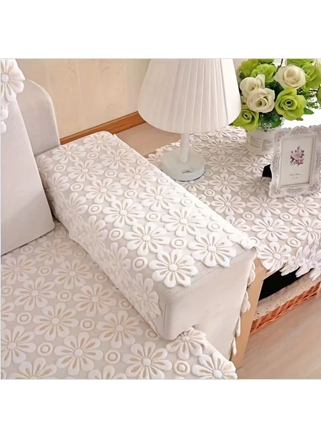 1pc White Thickened Lace Square Tablecloth 23.62 Inch Non Slip Sofa Cover - Image 3