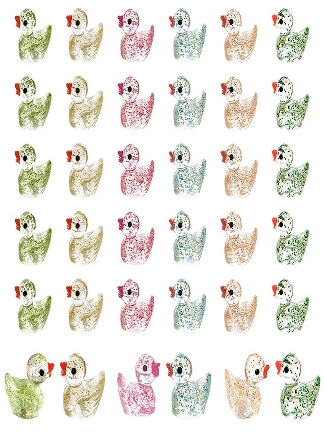 HAMIYELL Pack of 36 Tiny Ducks Little Plastic Duck Mini Resin Ducks for Garden Decorations, Dollhouse Miniatures, Crafts Ornaments(Glitter) - Image 1